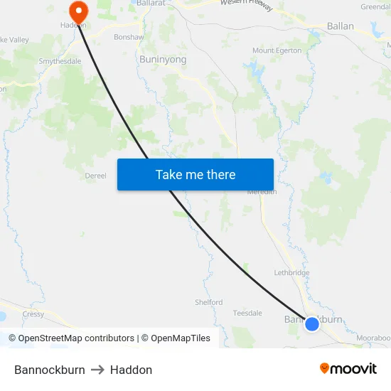 Bannockburn to Haddon map