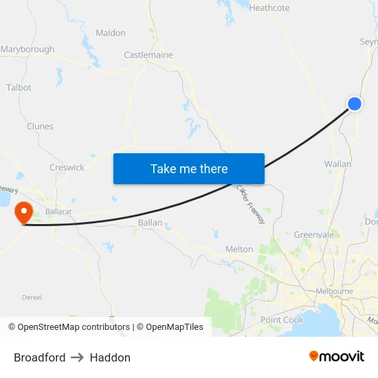 Broadford to Haddon map