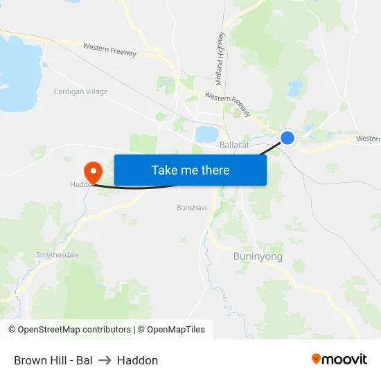Brown Hill - Bal to Haddon map