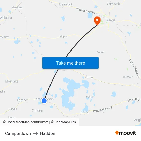 Camperdown to Haddon map