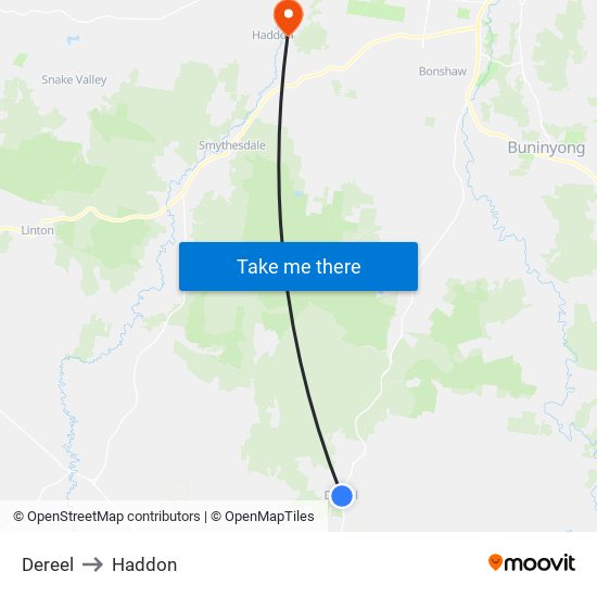 Dereel to Haddon map