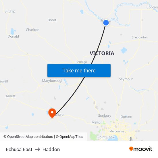 Echuca East to Haddon map