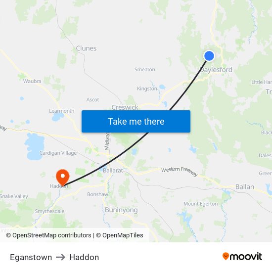 Eganstown to Haddon map