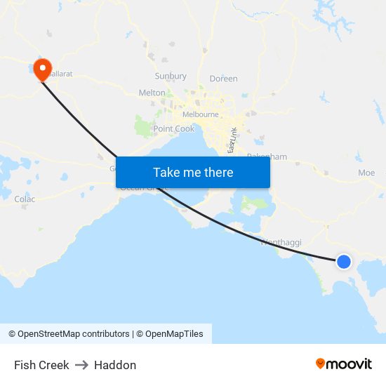 Fish Creek to Haddon map