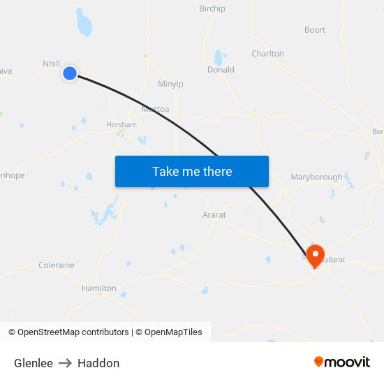 Glenlee to Haddon map