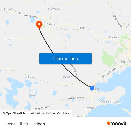 Herne Hill to Haddon map