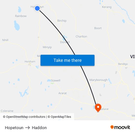 Hopetoun to Haddon map