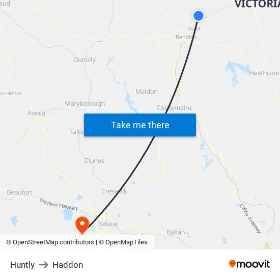 Huntly to Haddon map