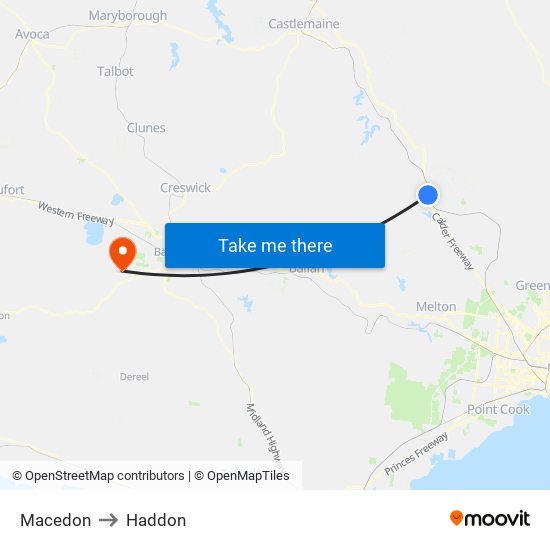 Macedon to Haddon map