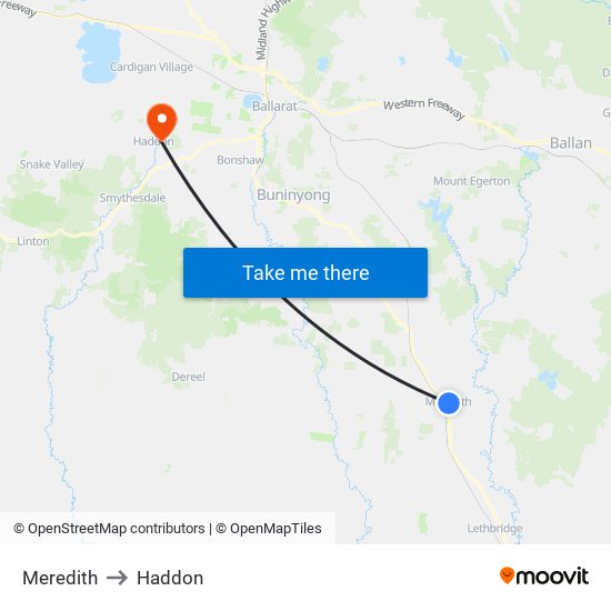 Meredith to Haddon map