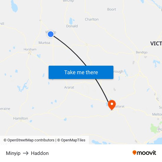 Minyip to Haddon map