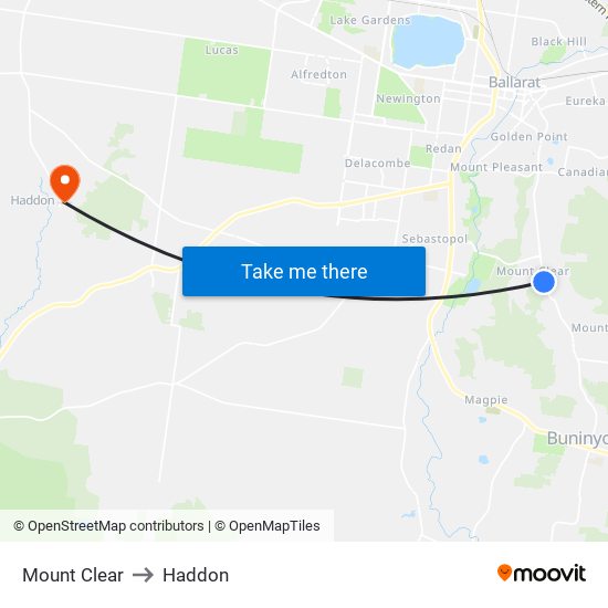Mount Clear to Haddon map