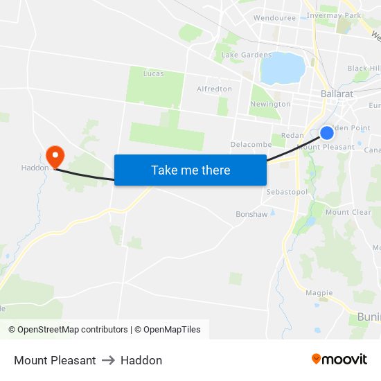Mount Pleasant to Haddon map
