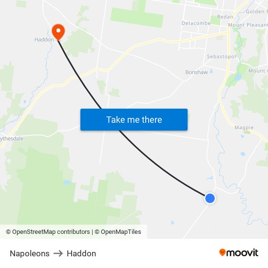 Napoleons to Haddon map