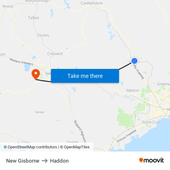 New Gisborne to Haddon map