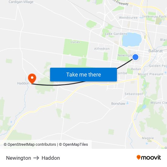 Newington to Haddon map