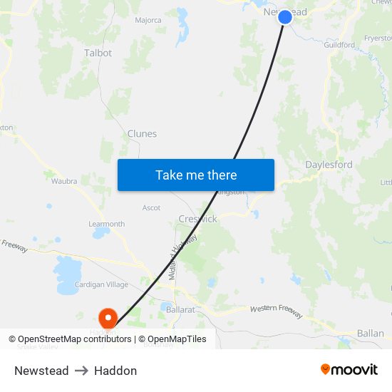 Newstead to Haddon map