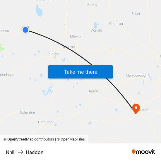 Nhill to Haddon map