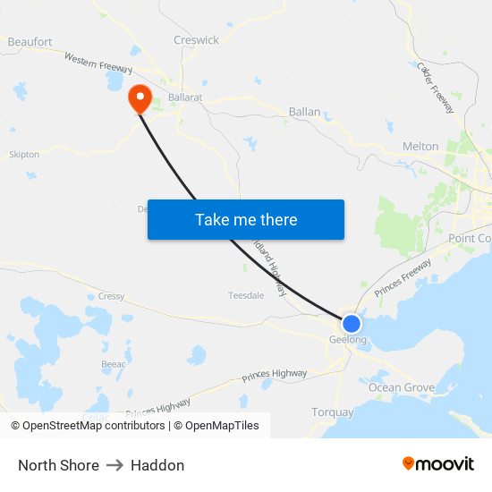 North Shore to Haddon map