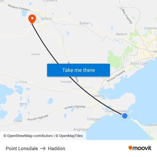 Point Lonsdale to Haddon map