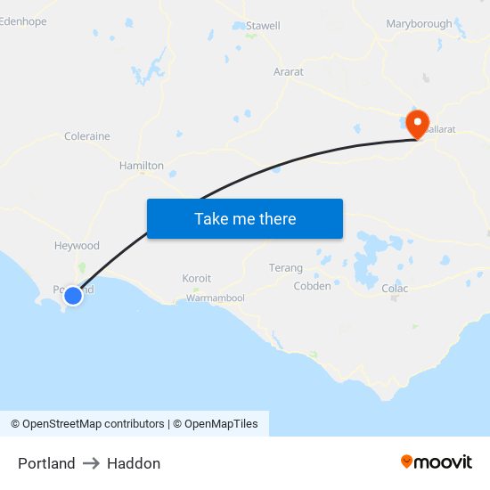 Portland to Haddon map