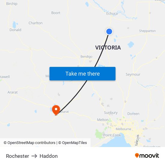 Rochester to Haddon map