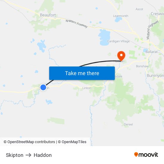 Skipton to Haddon map