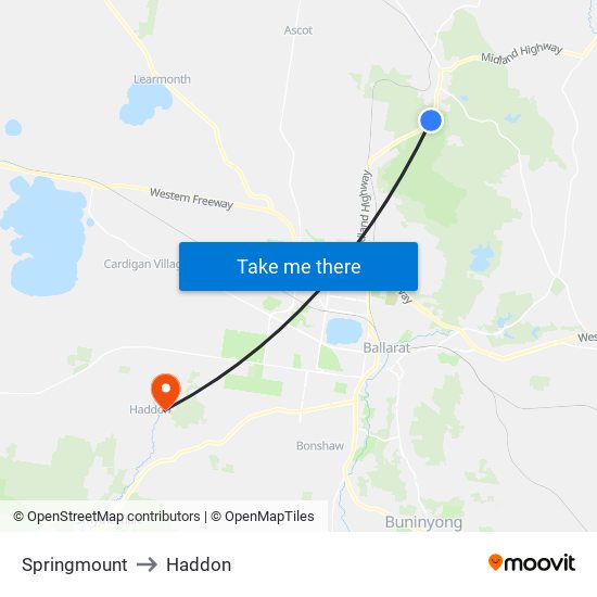 Springmount to Haddon map