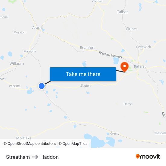 Streatham to Haddon map