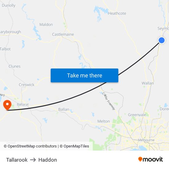 Tallarook to Haddon map