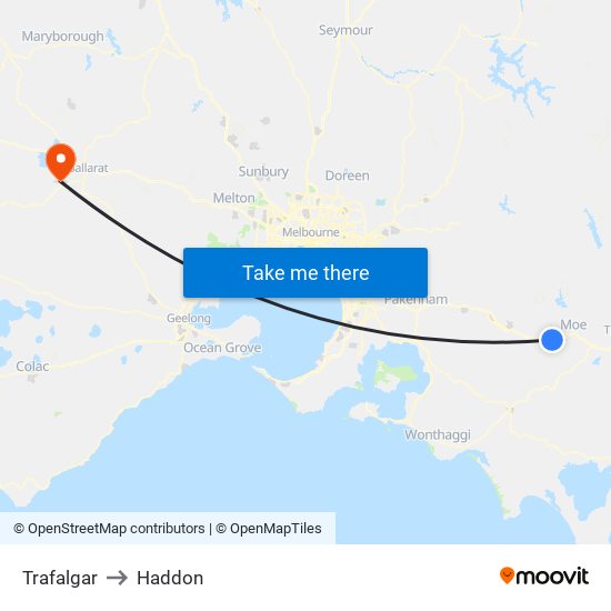 Trafalgar to Haddon map