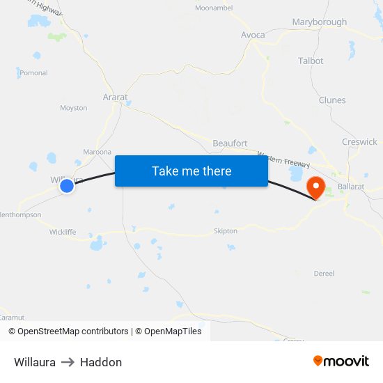 Willaura to Haddon map