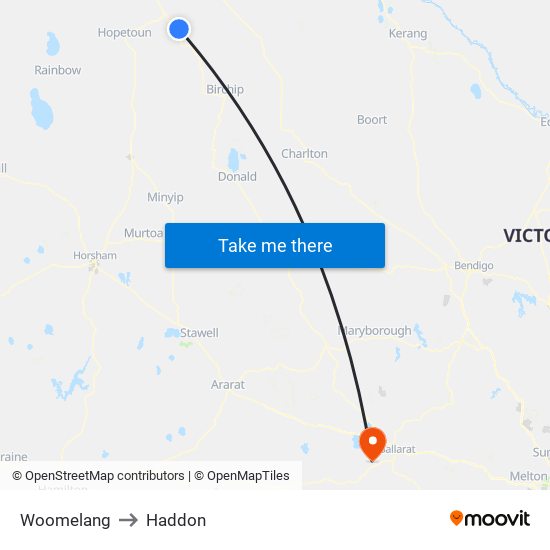 Woomelang to Haddon map