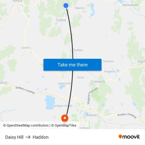 Daisy Hill to Haddon map