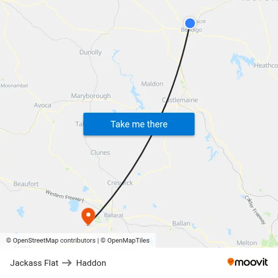 Jackass Flat to Haddon map