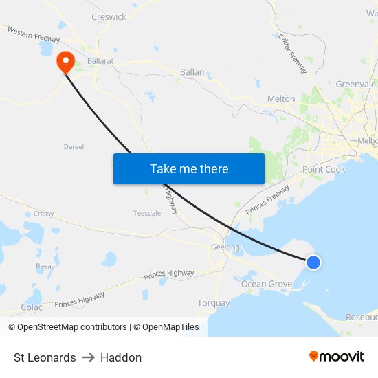 St Leonards to Haddon map