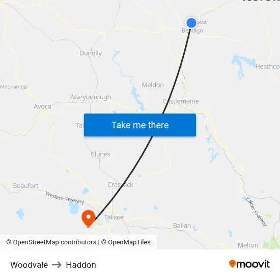 Woodvale to Haddon map