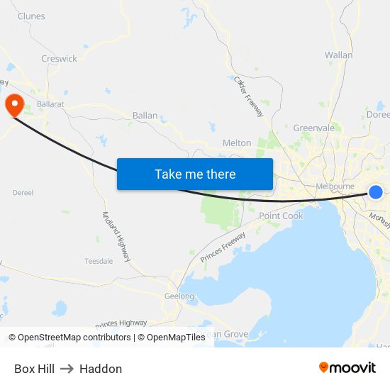 Box Hill to Haddon map