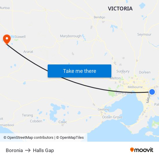 Boronia to Halls Gap map