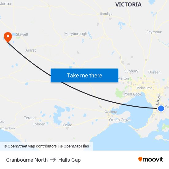 Cranbourne North to Halls Gap map