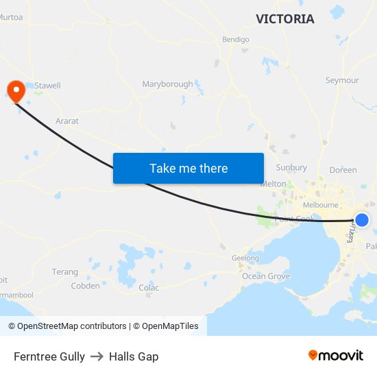 Ferntree Gully to Halls Gap map