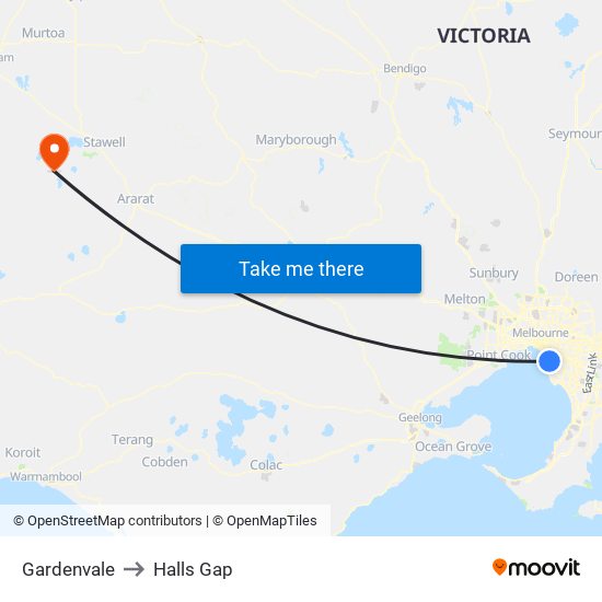 Gardenvale to Halls Gap map