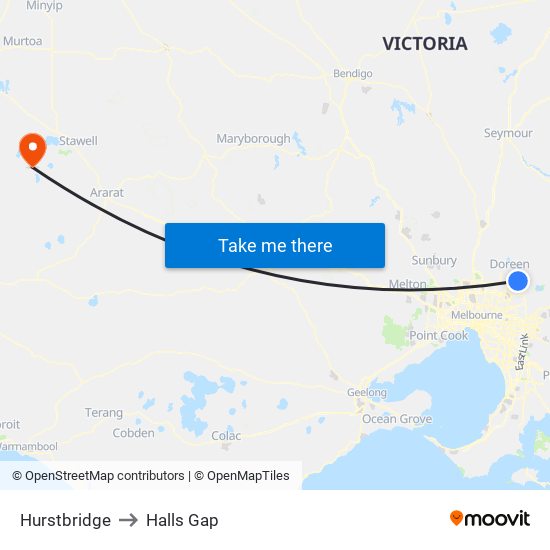 Hurstbridge to Halls Gap map