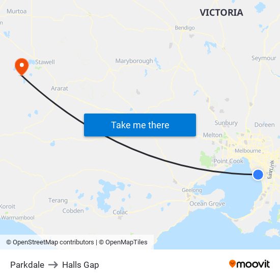 Parkdale to Halls Gap map