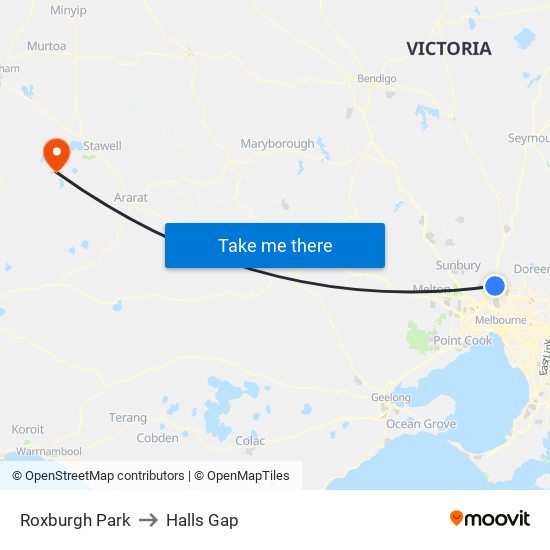 Roxburgh Park to Halls Gap map