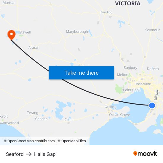 Seaford to Halls Gap map