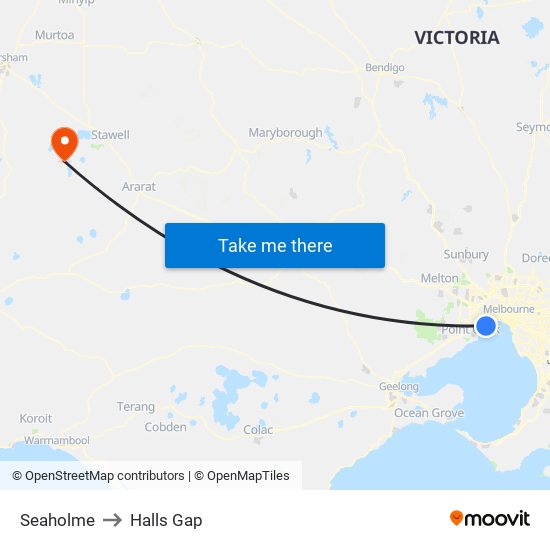 Seaholme to Halls Gap map