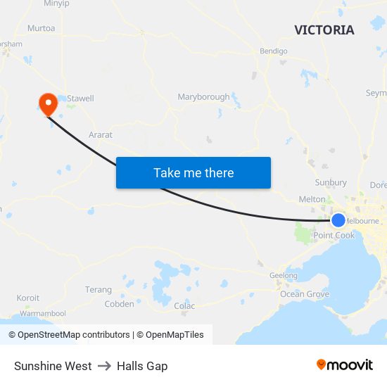 Sunshine West to Halls Gap map