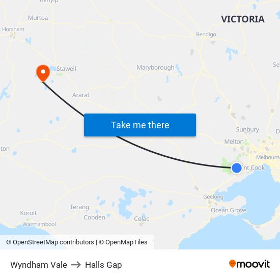 Wyndham Vale to Halls Gap map