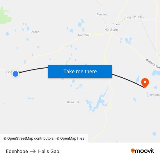 Edenhope to Halls Gap map